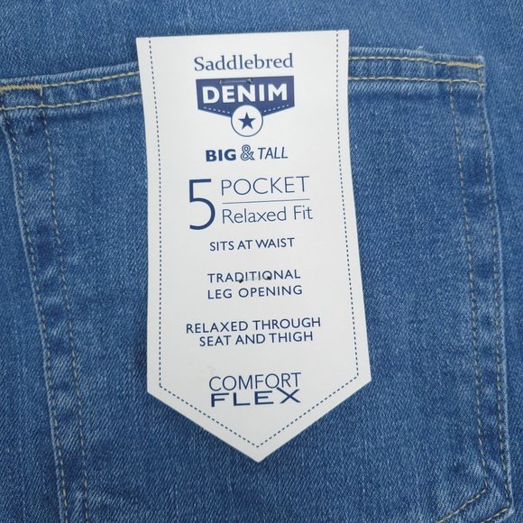 Saddlebred Jeans Big and Tall NEW Men 50x30 Relaxed Fit Light Stone Denim Pant - Picture 13 of 13